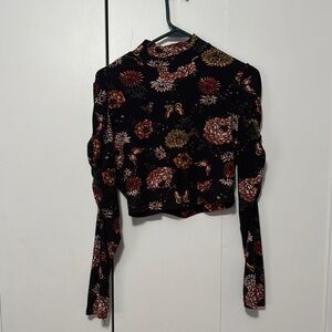 Floral Black Long Sleeve Women's Top